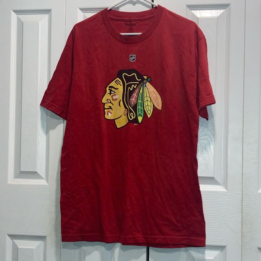 Chicago Blackhawks Shirt Mens Large Red Brandon SAAD Reebok NHL Hockey Adult